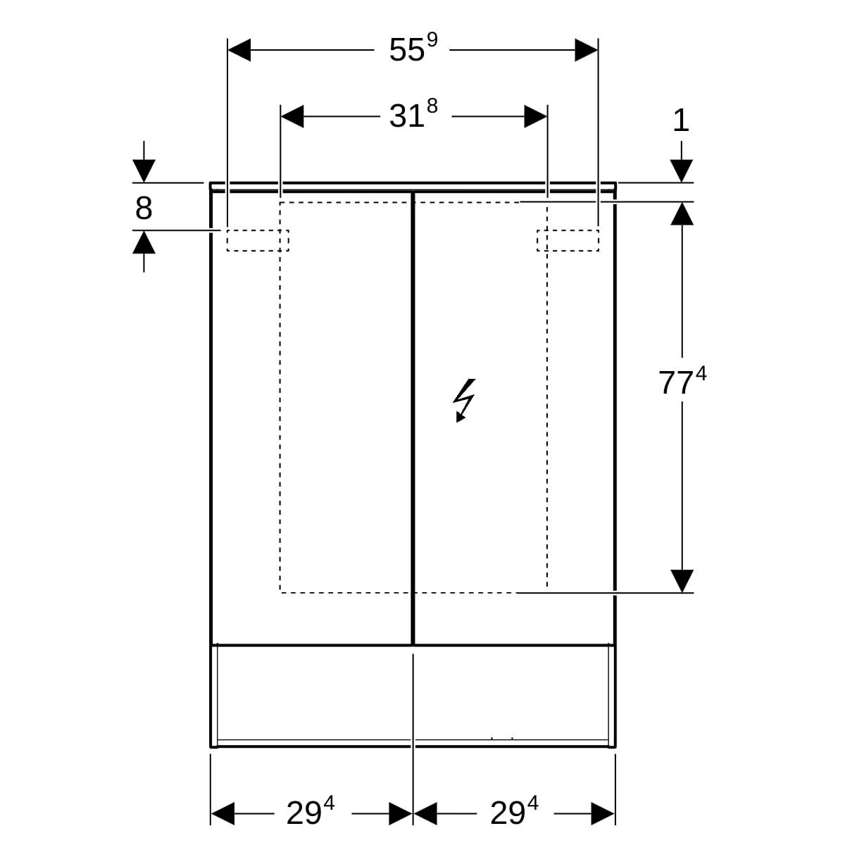 Armoire de toilette Acanto avec éclairage - 2 portes - 60 x 83 x 21,5 cm - corps : mélamine structurée bois / chêne mystique - portes : miroir extérieur Réf. 500.644.00.2