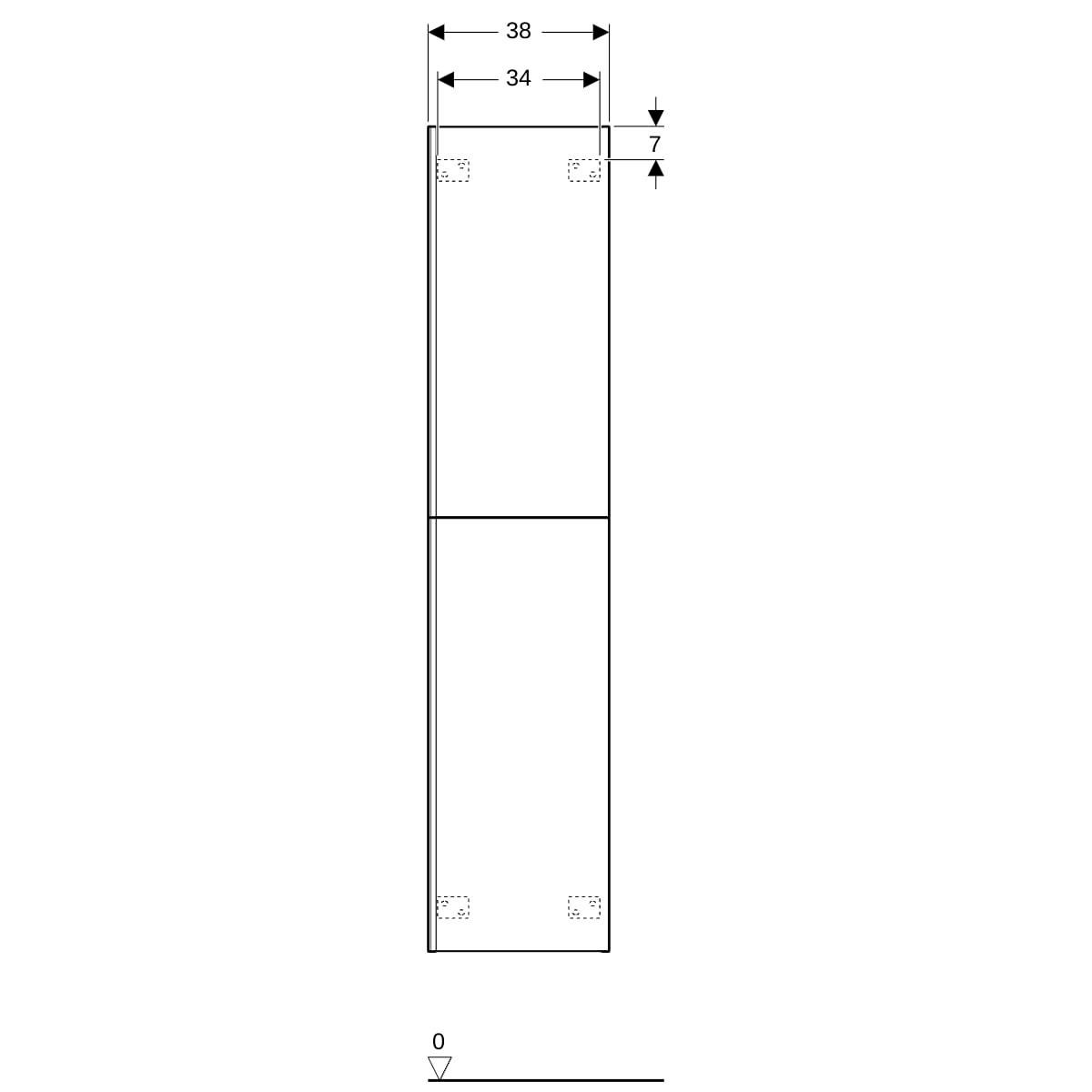 Colonne haute Acanto - 2 portes - 38 x 173 x 36 cm - corps : laqué mat / noir - portes : verre brillant / noir Réf. 500.619.16.1