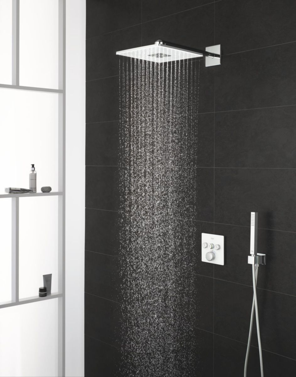 Set douche de tête et bras 430 mm, 2 jets Rainshower SmartActive 310 Cube Blanc 26479LS0