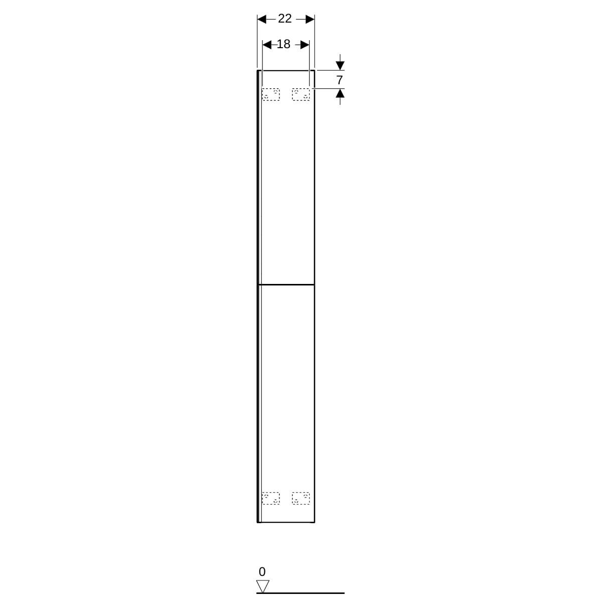 Colonne haute Acanto - 2 tiroirs - 22 x 173 x 47,6 cm - corps : laqué mat / gris velouté - tiroirs : verre brillant / gris velouté Réf. 500.638.JK.2