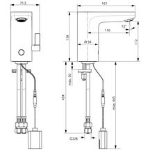 Robinet lavabo Okyris clinic détection électronique piles manette de réglage température réf. D2415AA