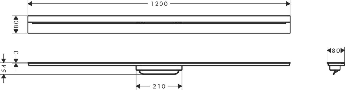 AXOR Drain Set de finition 1200 pour caniveau de douche pour montage le long du mur, Aspect doré brossé