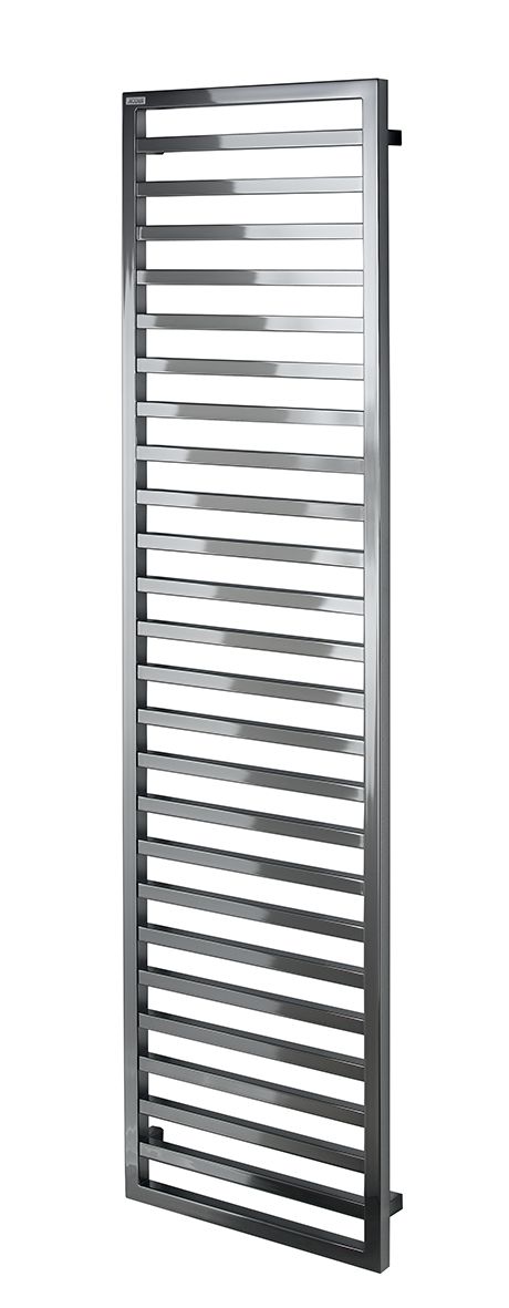 Radiateur Kadrane Mixte cde radiofréquence RF, robinet en H coudé et tête TH blanc, 500W, haut 1435 mm, larg. 400 mm, 18 éléments, racc. centré par le bas, entraxe 50 mm, A/R réversible, blanc RAL 9016 Réf. AKA-140-040/GF