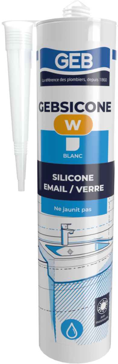 GEBSICONE W mastic 100% silicone d'étanchéité cartouche de 310ml blanc réf 893150