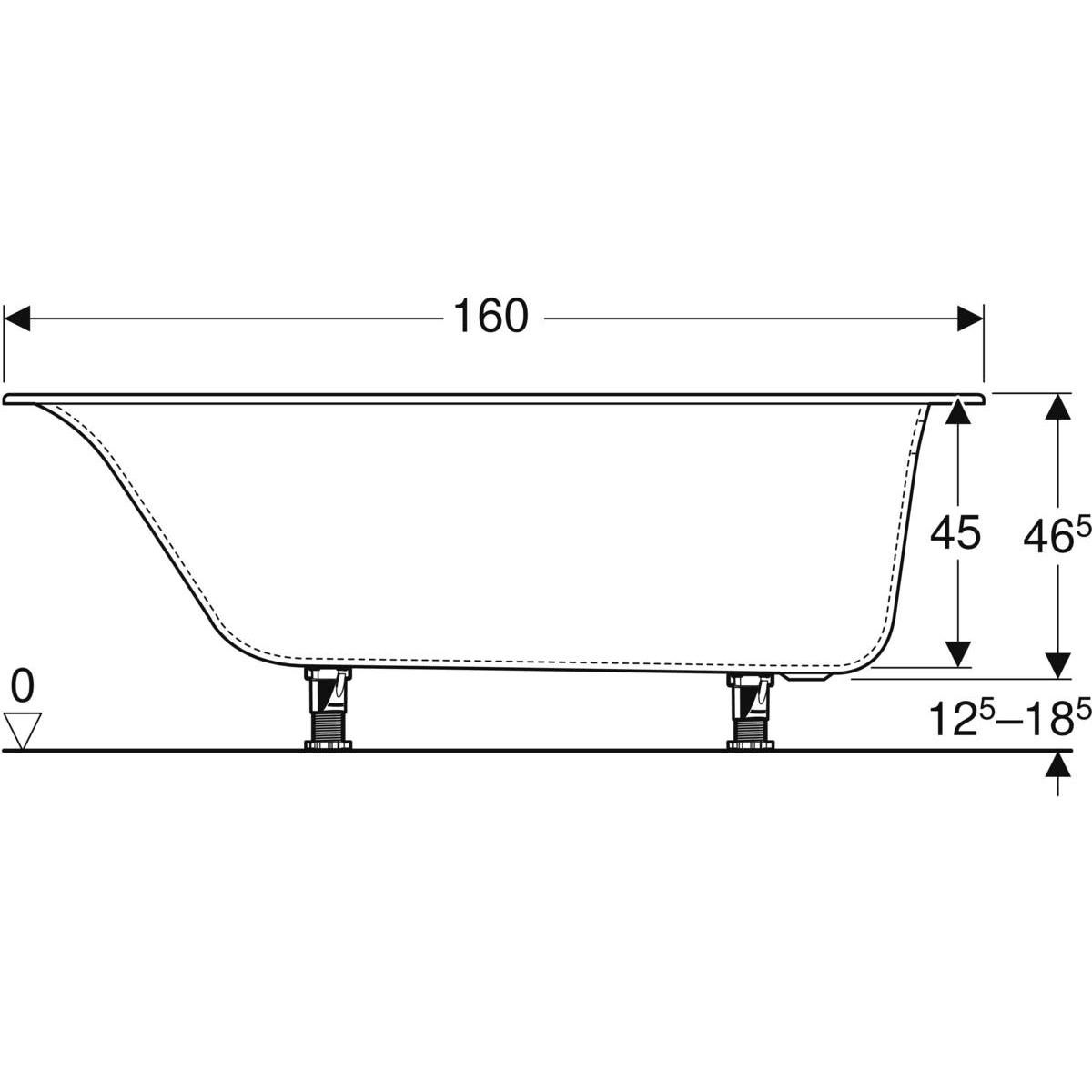 Baignoire rectangulaire Soana - bandeau fin - avec pieds - 160 x 70 cm - blanc Réf. 554.001.01.1