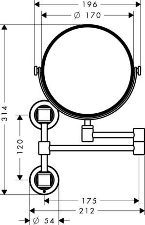 AXOR Montreux Miroir grossissant concave, Laiton brossé