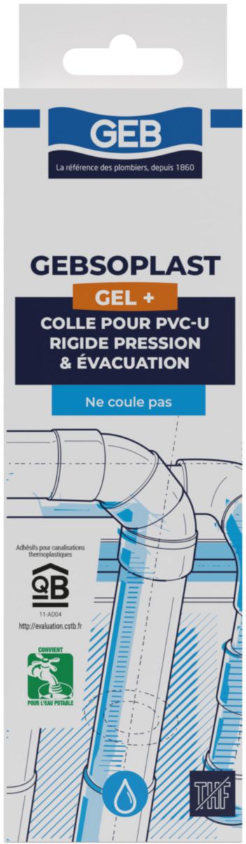 GEBSOPLAST GEL PLUS colle pour raccord en PVC rigide tube de 125ml réf 504747