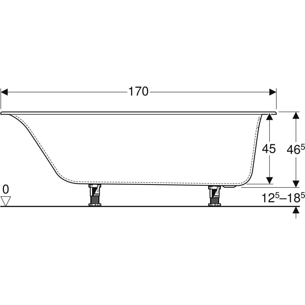 Baignoire rectangulaire Soana - bandeau fin - avec pieds - 170 x 70 cm - blanc Réf. 554.002.01.1