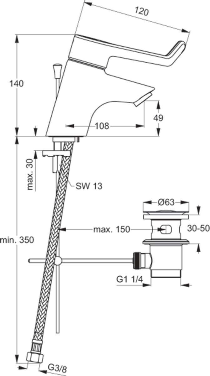 Mitigeur lavabo OKYRIS 2, sans tirette ni vidage chromé réf. D2401AA