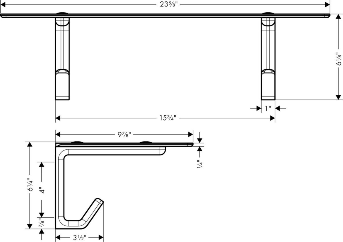 AXOR Universal Softsquare Tablette porte-serviettes, Nickel brossé