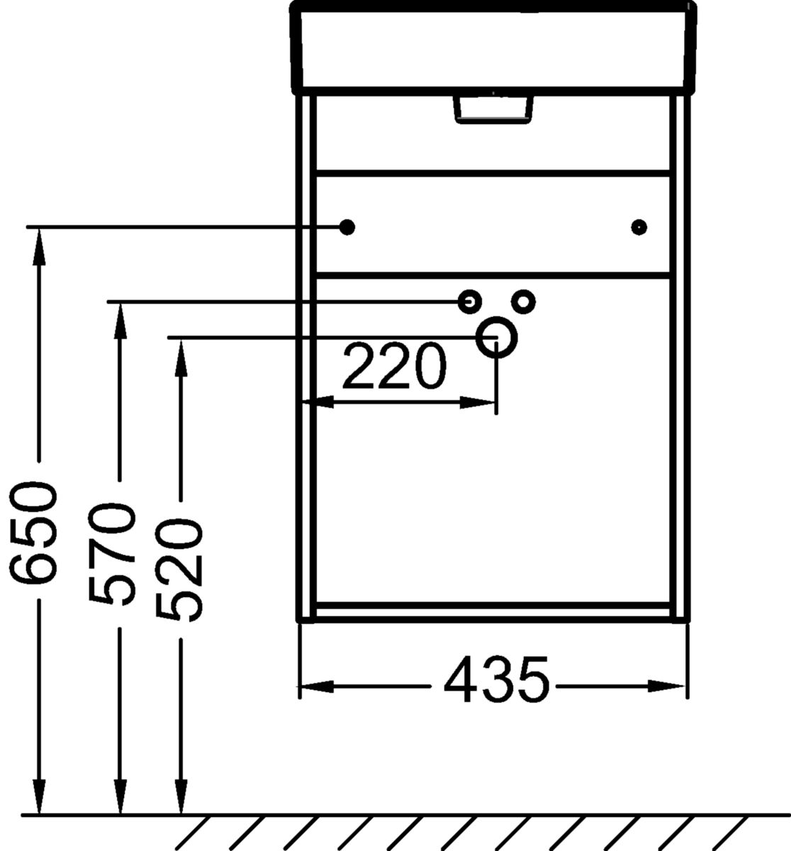 Meuble sous lave-mains. L43,5 x P35,3 x H59,1 cm. 1 porte à fermeture ralentie. Charnières à gauche. A commander avec le lave-mains EGN112. Mélaminé brillant Blanc Réf. EB2580G-R9-N18