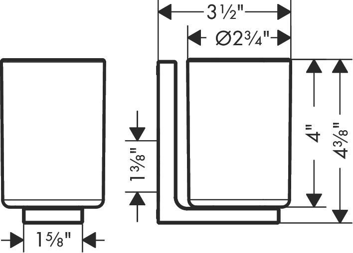 AXOR Universal Rectangular Porte-verre, Noir chromé poli