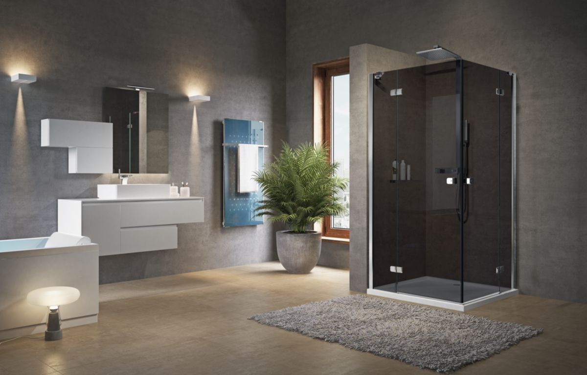 Paroi de douche côté gauche Brera A 95 ext. 92 - 94 cm en verre gris silver Réf. BRERAA95LS-54B