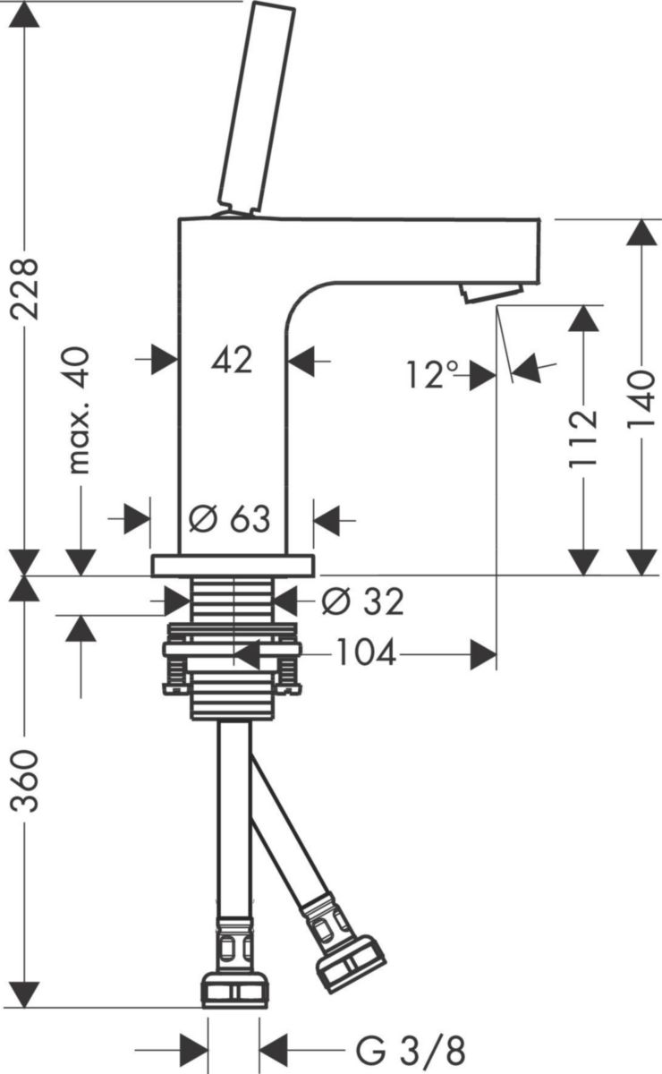 Mitigeur de lavabo Axor CITTERIO sans garniture de vidage, chromé réf. 39018000