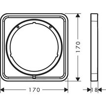 hansgrohe Rosace de compensation carrée 22 mm, Noir chromé brossé