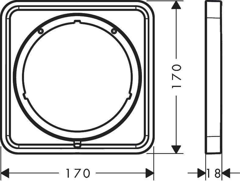 hansgrohe Rosace de compensation carrée 22 mm, Noir chromé brossé