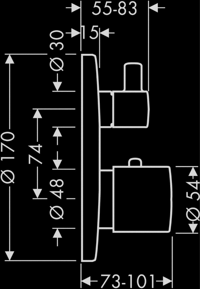 AXOR Uno Thermostatique encastré avec robinet d'arrêt/inverseur, Rouge doré poli