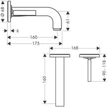 Mitigeur de lavabo Axor CITTERIO encastré avec bec court L 165 mm et rosaces, chromé réf. 39113000