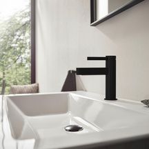 hansgrohe Finoris Mitigeur de lavabo 100, bonde Push-Open, Noir mat