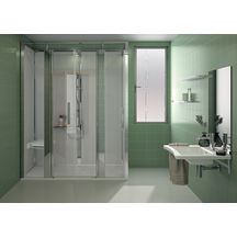 Cabine de douche en niche à portes saloon version droite 1200x800mm blanc Réf. 1280SDRAWH