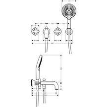 Set de finition Axor CITTERIO pour mélangeur de bain-douche 3 trous encastré avec rosaces et poignées croisillons, chromé réf. 39447000