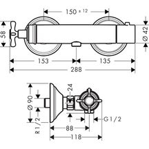 AXOR Montreux Mitigeur thermostatique de douche avec poignée croisillon, Aspect doré poli