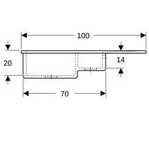 Evier à encastrer BYBLOS 1 cuve et demie de 100 cm, en céramique, égouttoir à droite ou à gauche, vidage chromé à 1 bonde commandée, raccord entre cuves et siphon décalé réf. 658000063