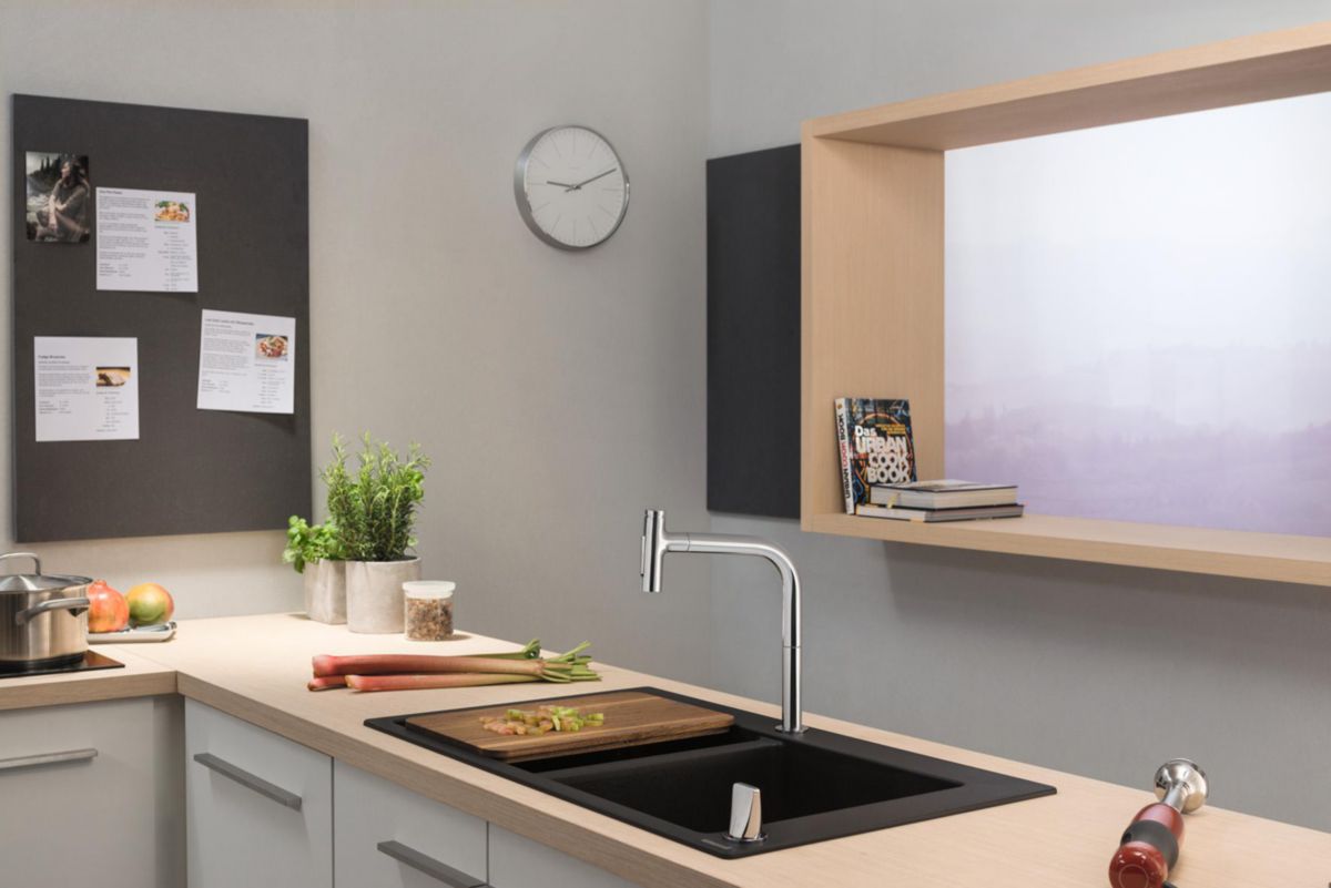 hansgrohe Planche à découper noyer F15, Noyer foncé