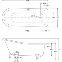 Baignoire ilôt sabot HAREWOOD 170cm réf. E1