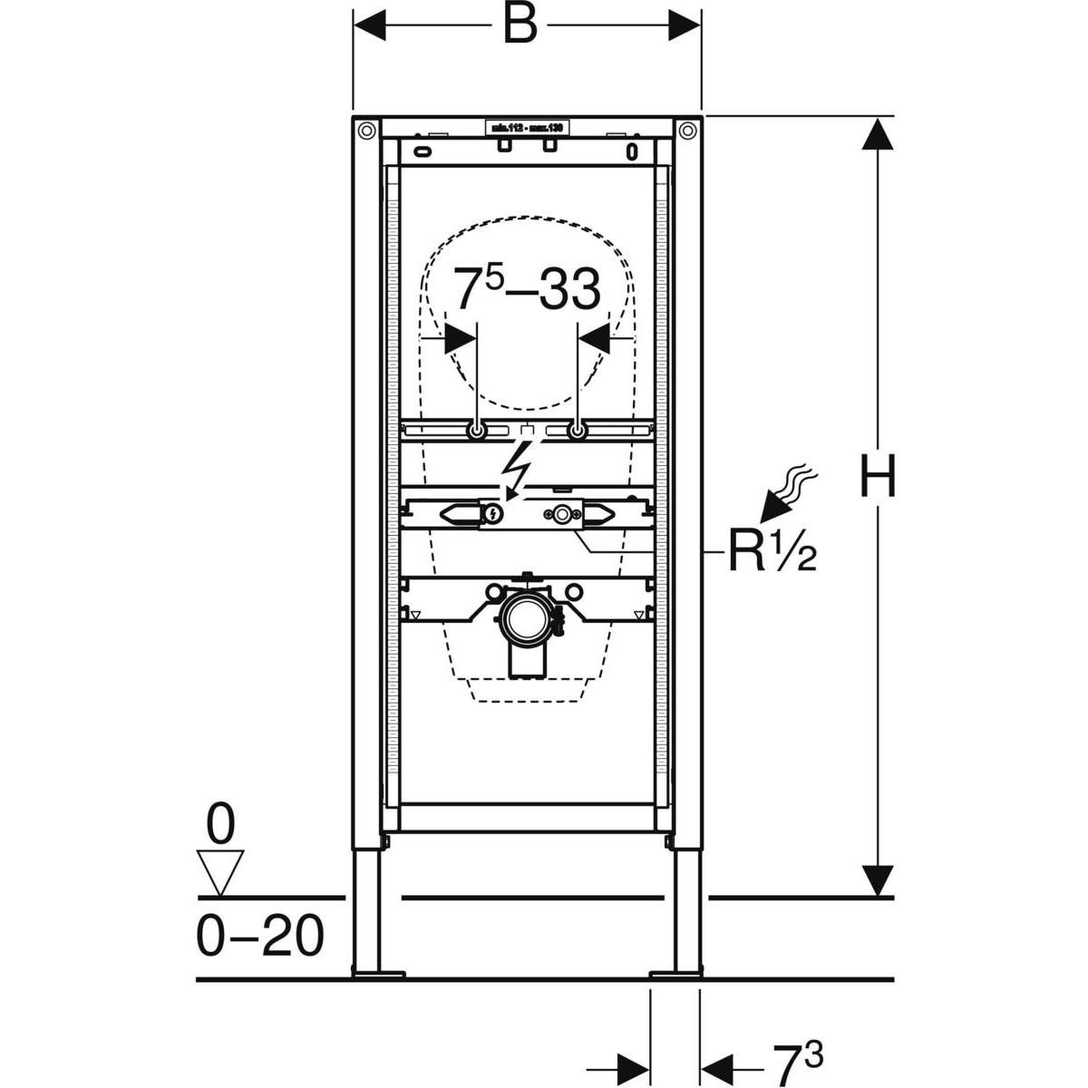 Bâti-support DUOFIX urinoir, pour déclenchement 115805 réf. 111686001