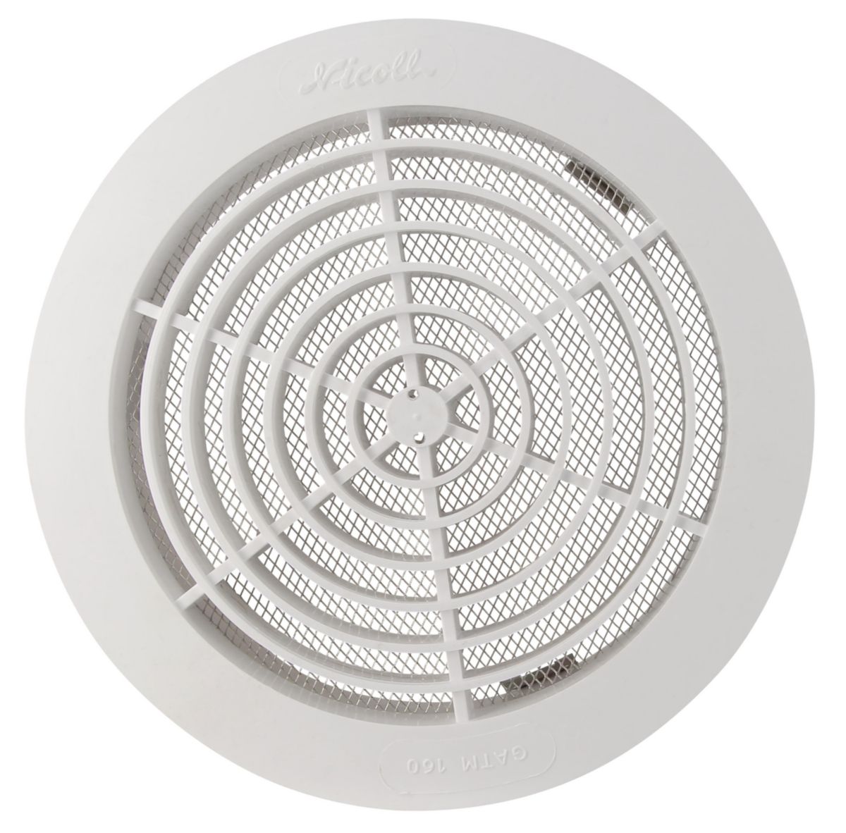 Grille ronde intérieure avec moustiquaire PVC diamètre 160mm GATM160