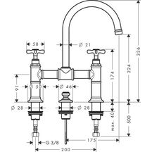 Mélangeur de lavabo Axor MONTREUX à pont avec bec mobile, chromé réf. 16510000