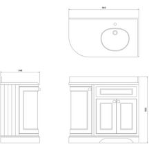 Plan de toilette Burlington Carrare blanc vasque à droite 1000 mm réf. BC98R