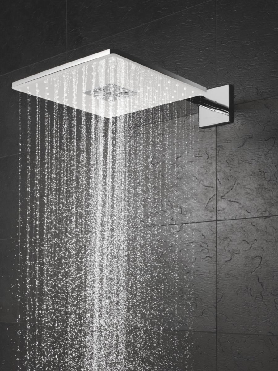 Set douche de tête et bras 430 mm, 2 jets Rainshower SmartActive 310 Cube Blanc 26479LS0