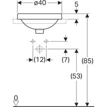 Vasque VARIFORM ronde à encastrer diamètre 40cm sans trou de robineterie blanc Réf. 500.700.01.2