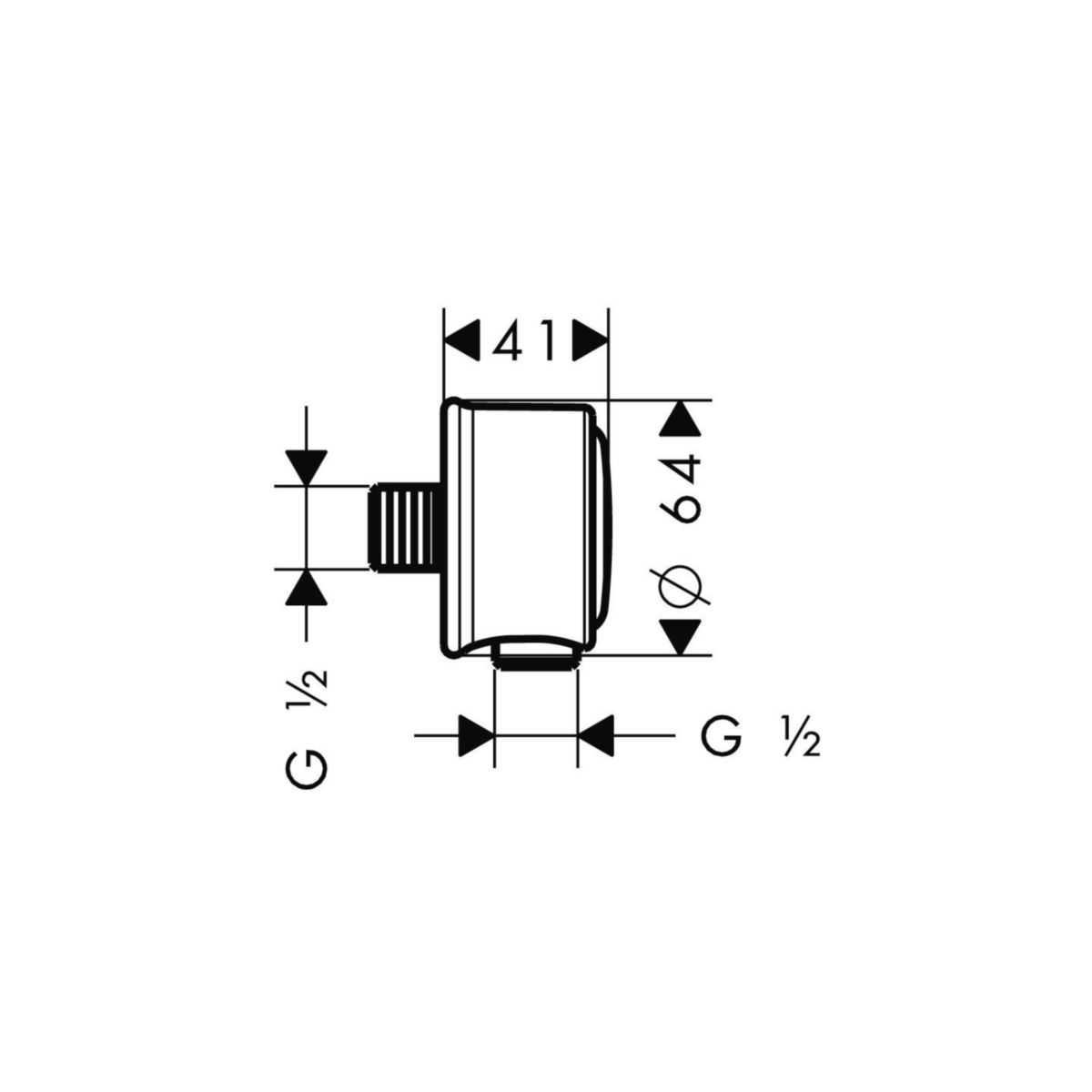 Coude de raccordement FIXFIT TALIS Classic Axor MONTREUX mâle 15 x 21 encastré pour flexible, chromé réf. 16884000