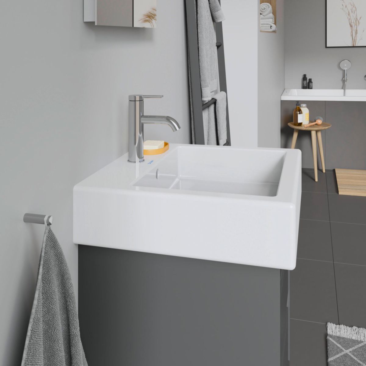 Lavabo VERO, 50 x 47, avec trop-plein et plage de robinetterie, Blanc Réf. 0454500000