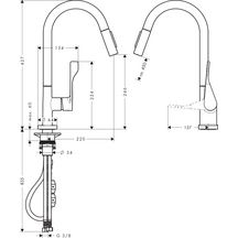 Mitigeur de cuisine Axor CITTERIO avec douchette extractible à 2 jets et bec orientable à 150°, chromé réf. 39835000