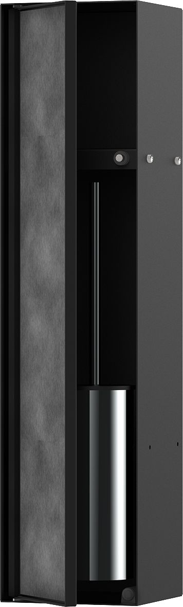 hansgrohe XtraStoris Rock Porte-balai wc encastré avec étagère de rangement et porte carrelée, Noir mat