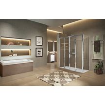 Paroi de douche Lunes 2.0 2A 128 extensible 128 - 134 cm verre trempé transparent chromé Réf. LUN2A128-1K