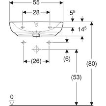 Lavabo Renova Comfort - adapté aux personnes à mobilité réduite - 55 x 55 cm - trou de robinetterie au centre - trop-plein visible - blanc Réf. 258555000