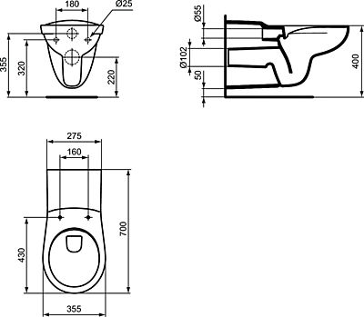 Cuvette suspendue MATURA sans bride 70 blanc réf. P098201