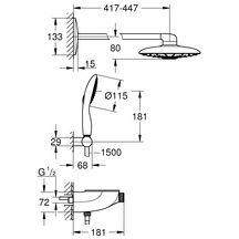 Système de douche thermostatique semi-encastré Rainshower System SmartControl Duo 360 Chromé 26443000