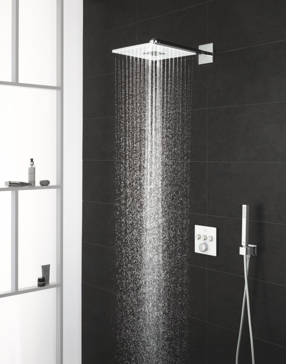 Set douche de tête et bras 430 mm, 2 jets Rainshower SmartActive 310 Cube Blanc 26479LS0