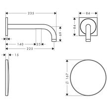 Mitigeur de lavabo électronique encastré mural UNO2, avec bec 225 mm, chromé réf. 38120000