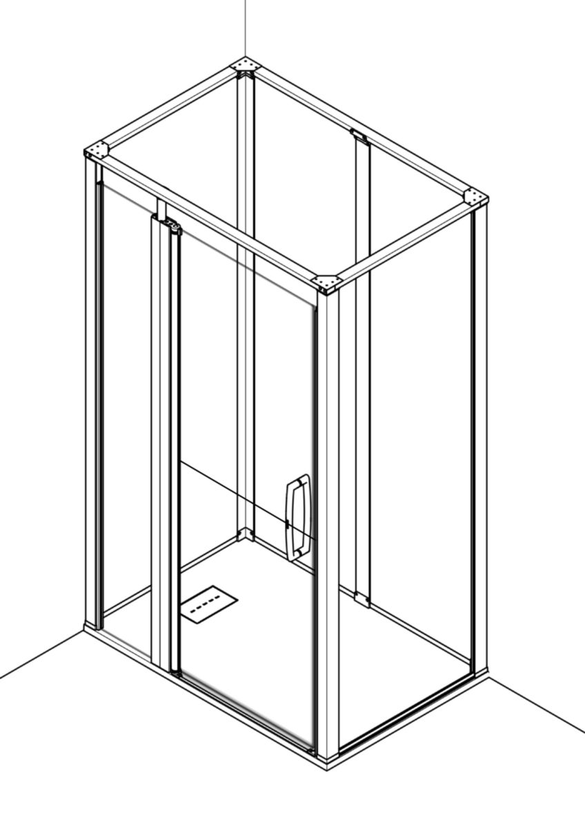 Cabine de douche Onyx avec portes DUO 1200x900m- Version niche-Gauche Réf.1290DDLAWH