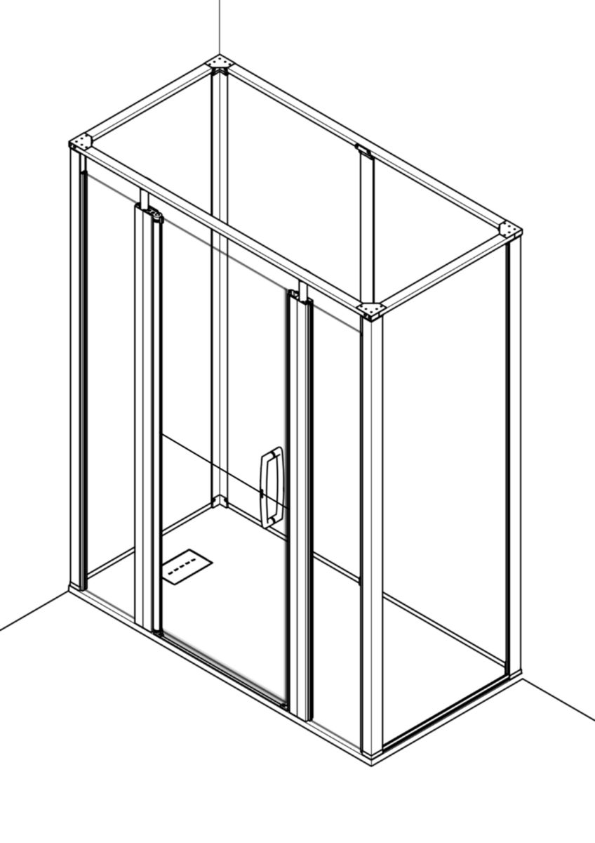 Cabine de douche Onyx avec portes DUO 1200x900m- Version niche-Gauche Réf.1290DDLAWH