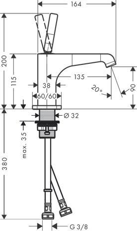 AXOR Citterio E Mitigeur de lavabo 90 pour lave-mains bonde à écoulement libre, Nickel brossé