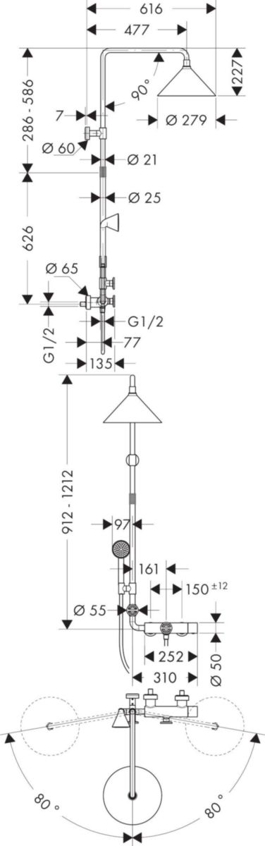 AX Showerpipe designed by Front réf. 26020000