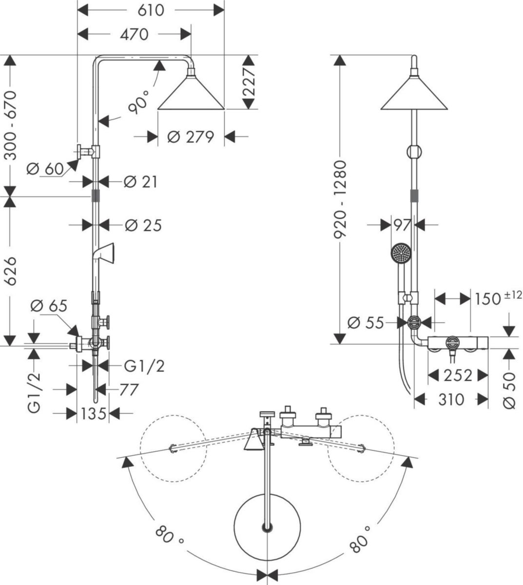 AX Showerpipe designed by Front réf. 26020000